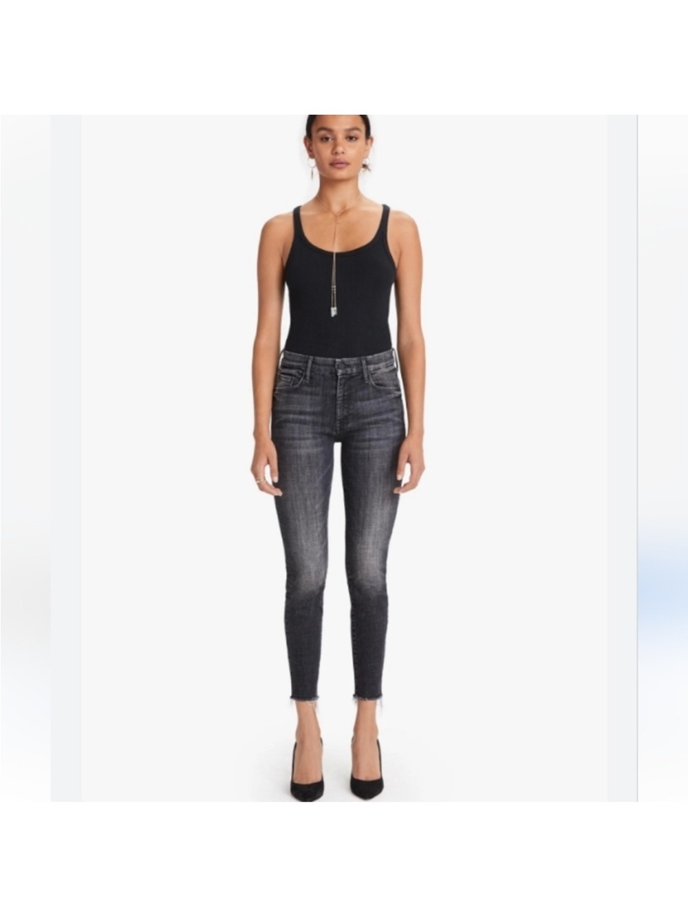 Mother THE LOOKER ANKLE FRAY Black Stargazing size 28